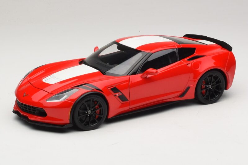 Chevrolet Corvette C7 Grand Sport Rosso con Strisce Bianche AUTOart 1:18 71274 Composito
