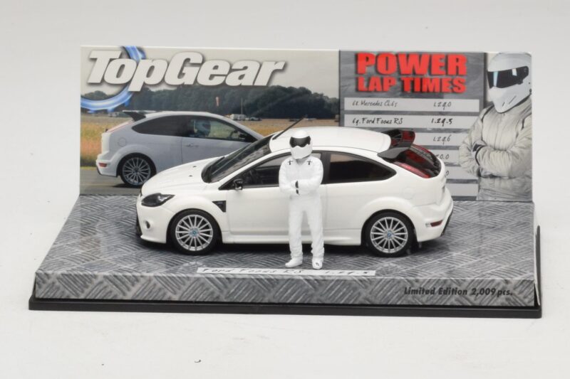 Ford Focus RS Mk2 Top Gear Bianco Con Figurina Minichamps 1:43 519438810 Pressofusione