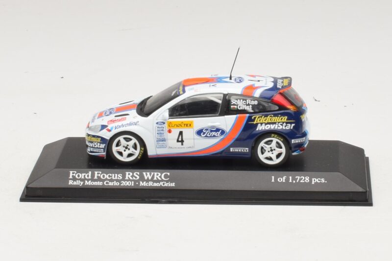 Ford Focus RS WRC #4 C. McRae / N. Grist Rally Monte Carlo 2001 Minichamps 1:43 430018904 Pressofusione