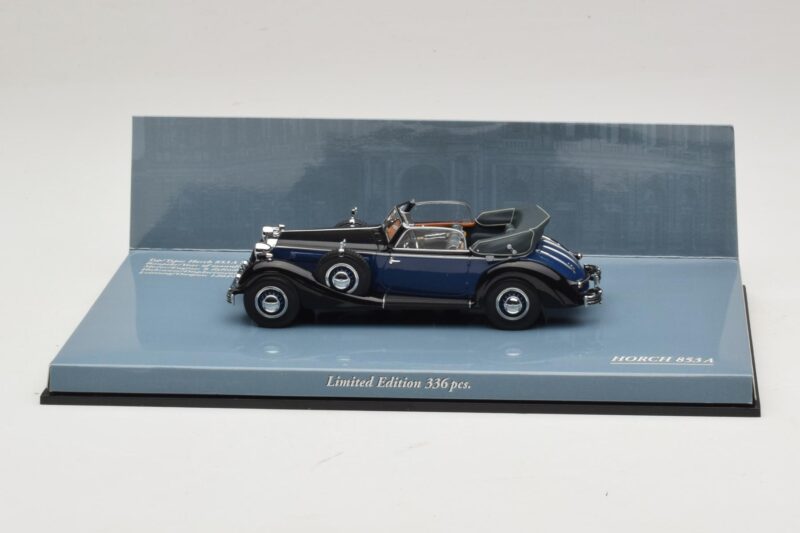 Horch 853 A Sport Cabriolet Nero Blu Minichamps 1:43 436012036 Pressofusione
