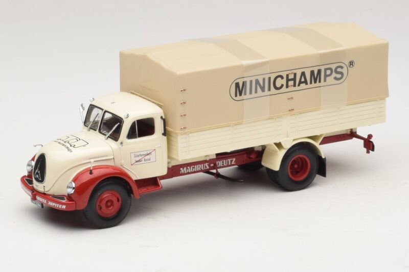 Magirus-Deutz S 7500 Jupiter Autocarro a Pianale Bianco Rosso Minichamps 1:43 439141022 Pressofusione