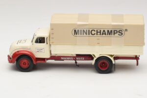 Magirus-Deutz S 7500 Jupiter Autocarro a Pianale Bianco Rosso Minichamps 1:43 439141022 Pressofusione — immagine 3 di 6