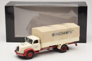 Magirus-Deutz S 7500 Jupiter Autocarro a Pianale Bianco Rosso Minichamps 1:43 439141022 Pressofusione — immagine 6 di 6