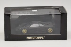 McLaren F1 GTR Prototype Nero Opaco Con Cerchi Dorati Minichamps 1:43 MCLAREN008 Pressofusione — immagine 4 di 4