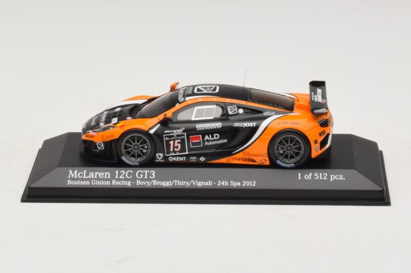 McLaren MP4-12C GT3 #15 Boutsen Racing Bovy / Broggi 24 Hours of Spa 2012 Minichamps 1:43 437121315 Pressofusione