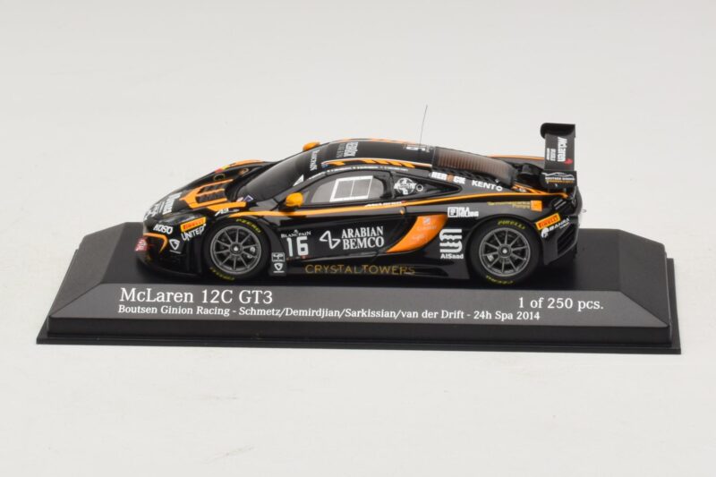 McLaren MP4-12C GT3 #16 Boutsen Racing Schmetz / Demirdjian 24 Hours of Spa 2014 Minichamps 1:43 437141316 Pressofusione
