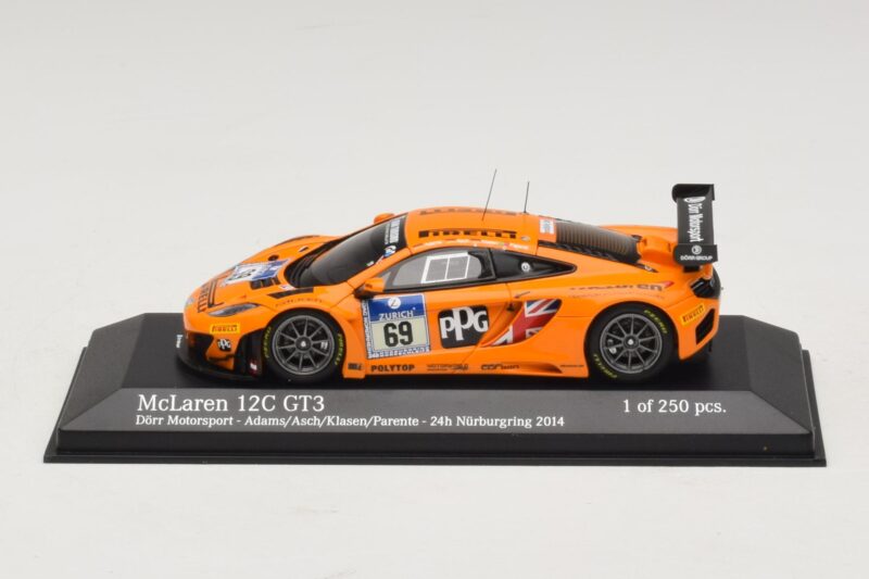 McLaren MP4-12C GT3 #69 Dorr Motorsport Adams / S. Asch 24 Hours of Nurburgring 2014 Minichamps 1:43 McLaren MP4-12C GT3 #69 Dorr Motorsport Adams / S. Asch 24 Hours of Nurburgring 2014 Minichamps 1:43 437141369 Pressofusione