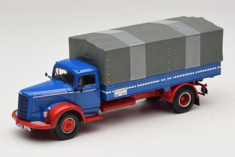 Mercedes L 315 Camion con Pianale Blu Rosso Minichamps 1:43 439034420 Pressofusione