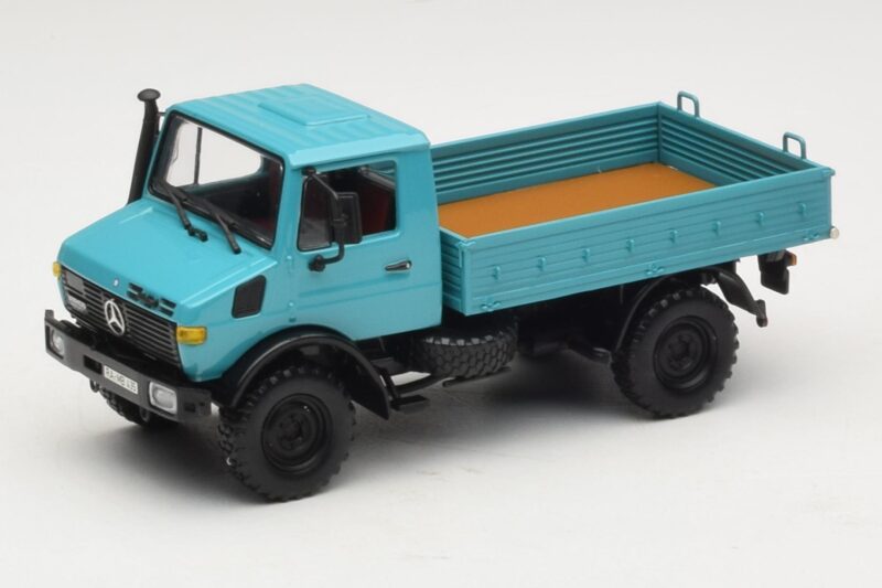 Mercedes Unimog 1300 L Camion con Pianale Blu Minichamps 1:43 439033020 Pressofusione