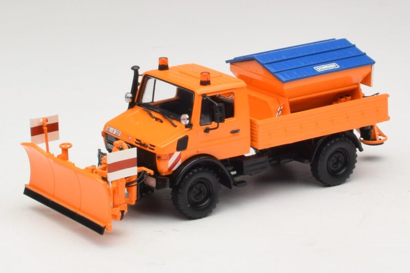 Mercedes Unimog 1300 L Spazzaneve Arancione Minichamps 1:43 439033060 Pressofusione