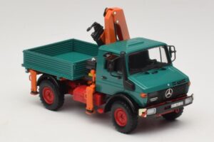 Mercedes Unimog 1300 L Cassone Ribaltabile con Grù di Carico Minichamps 1:43 439033000 Pressofusione — immagine 4 di 6