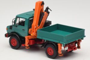 Mercedes Unimog 1300 L Cassone Ribaltabile con Grù di Carico Minichamps 1:43 439033000 Pressofusione — immagine 5 di 6