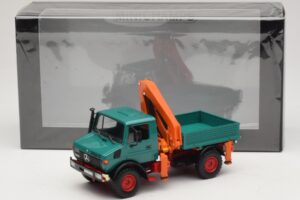 Mercedes Unimog 1300 L Cassone Ribaltabile con Grù di Carico Minichamps 1:43 439033000 Pressofusione — immagine 6 di 6