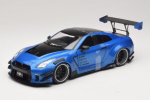 Nissan GT-R R35 Liberty Walk Work T2 Blu Metallizzato Solido 1:18 S1805801 Pressofusione
