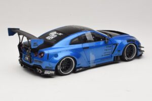 Nissan GT-R R35 Liberty Walk Work T2 Blu Metallizzato Solido 1:18 S1805801 Pressofusione — immagine 2 di 6