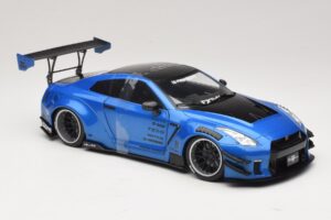 Nissan GT-R R35 Liberty Walk Work T2 Blu Metallizzato Solido 1:18 S1805801 Pressofusione — immagine 4 di 6