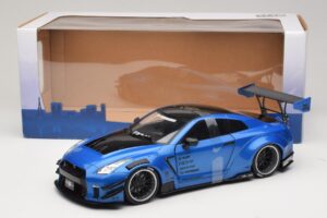 Nissan GT-R R35 Liberty Walk Work T2 Blu Metallizzato Solido 1:18 S1805801 Pressofusione — immagine 6 di 6