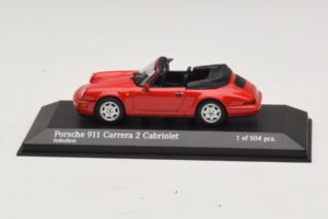 Porsche 911 964 Carrera 2 Cabriolet Rosso Minichamps 1:43 430067330 Pressofusione