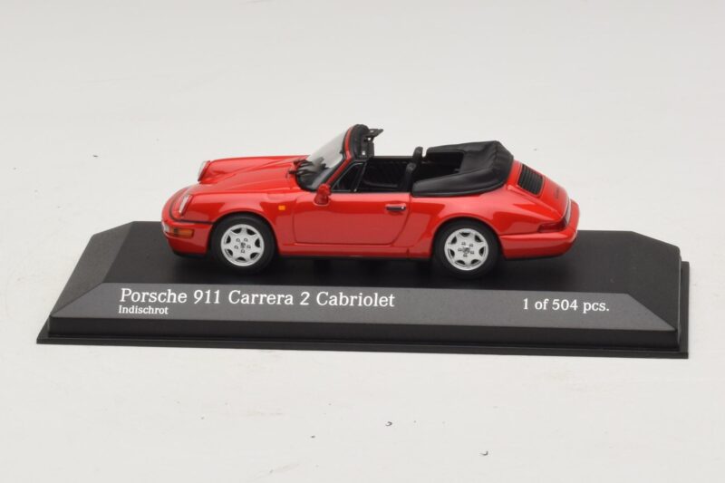 Porsche 911 964 Carrera 2 Cabriolet Rosso Minichamps 1:43 430067330 Pressofusione