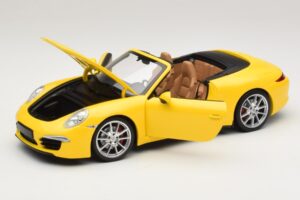 Porsche 911 991 Carrera S Cabriolet Giallo Minichamps 1:18 100061031 Pressofusione — immagine 2 di 8