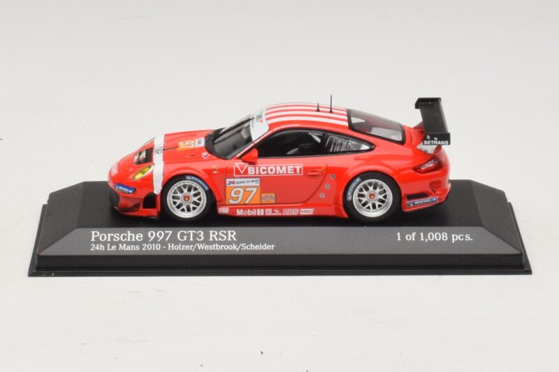 Porsche 911 997 GT3 RSR GT2 #97 M. Holzer / R. Westbrook 24 Hours of Le Mans 2010 Minichamps 1:43 Porsche 911 997 GT3 RSR GT2 #97 M. Holzer / R. Westbrook 24 Hours of Le Mans 2010 Minichamps 1:43 410106997 Pressofusione