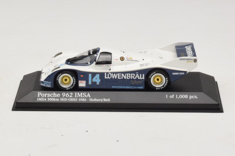Porsche 962 IMSA #14 A. Holbert / D. Bell Mid-Ohio 500km 1986 Minichamps 1:43 400866514 Pressofusione