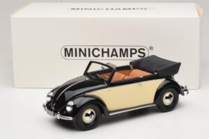 Volkswagen Beetle Cabriolet Nero Crema Minichamps 1:18 107054131 Resina — immagine 6 di 6