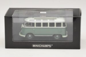 Volkswagen T1 Samba Bus Blu Turchese Bianco Minichamps 1:43 430052306 Pressofusione — immagine 4 di 4