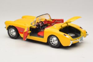 Chevrolet Corvette C1 Cabrio Giallo Rosso Bburago 1:18 3034-M2 Pressofusione — immagine 5 di 8