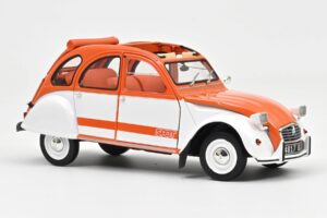 Citroen 2CV Spot Arancione & Bianco Norev 1:18 181473 Pressofusione