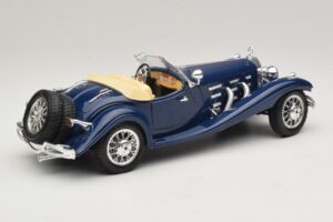 Mercedes 500K Roadster Blu Bburago 1:20 3070 Pressofusione — immagine 3 di 8