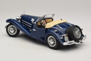 Mercedes 500K Roadster Blu Bburago 1:20 3070 Pressofusione — immagine 5 di 8