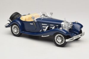 Mercedes 500K Roadster Blu Bburago 1:20 3070 Pressofusione — immagine 6 di 8