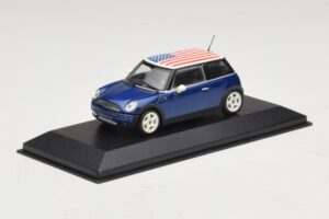 Mini Cooper S R53 Blu Con Bandiera Americana Minichamps 1:43 MINI014 Pressofusione — immagine 2 di 5