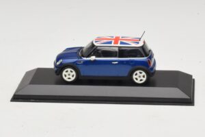 Mini Cooper S R53 Blu Con Bandiera Britannica Minichamps 1:43 MINI026 Pressofusione
