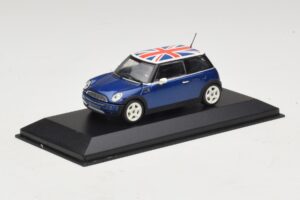 Mini Cooper S R53 Blu Con Bandiera Britannica Minichamps 1:43 MINI026 Pressofusione — immagine 2 di 4