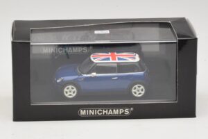 Mini Cooper S R53 Blu Con Bandiera Britannica Minichamps 1:43 MINI026 Pressofusione — immagine 4 di 4