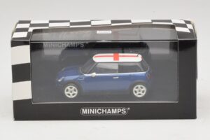 Mini Cooper S R53 Blu Con Bandiera Inglese Minichamps 1:43 MINI012 Pressofusione — immagine 5 di 5