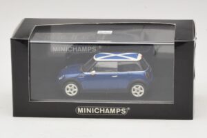 Mini Cooper S R53 Blu Con Bandiera Scozzese Minichamps 1:43 MINI016 Pressofusione — immagine 5 di 5