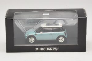 Mini Cooper S R53 Azzurro Metallizzato Con Tetto Panoramico Minichamps 1:43 MINI018 Pressofusione — immagine 4 di 4