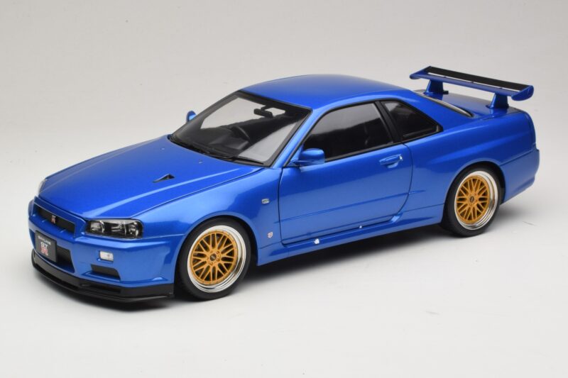 Nissan Skyline GT-R R34 V-Spec II Blu Metallizzato BBS Cerchi KK-Scale 1:12 KKDC120211-2 Pressofusione