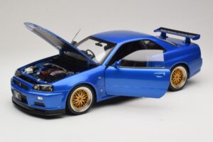 Nissan Skyline GT-R R34 V-Spec II Blu Metallizzato BBS Cerchi KK-Scale 1:12 KKDC120211-2 Pressofusione — immagine 2 di 8