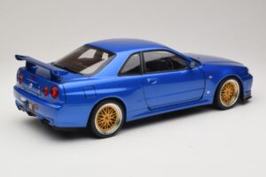 Nissan Skyline GT-R R34 V-Spec II Blu Metallizzato BBS Cerchi KK-Scale 1:12 KKDC120211-2 Pressofusione — immagine 3 di 8