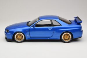Nissan Skyline GT-R R34 V-Spec II Blu Metallizzato BBS Cerchi KK-Scale 1:12 KKDC120211-2 Pressofusione — immagine 4 di 8