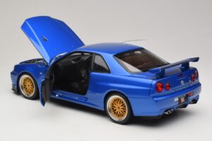 Nissan Skyline GT-R R34 V-Spec II Blu Metallizzato BBS Cerchi KK-Scale 1:12 KKDC120211-2 Pressofusione — immagine 5 di 8