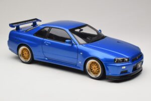 Nissan Skyline GT-R R34 V-Spec II Blu Metallizzato BBS Cerchi KK-Scale 1:12 KKDC120211-2 Pressofusione — immagine 6 di 8