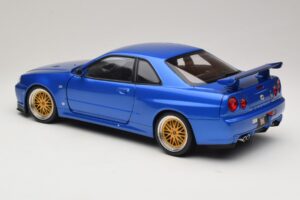 Nissan Skyline GT-R R34 V-Spec II Blu Metallizzato BBS Cerchi KK-Scale 1:12 KKDC120211-2 Pressofusione — immagine 7 di 8