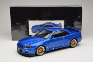 Nissan Skyline GT-R R34 V-Spec II Blu Metallizzato BBS Cerchi KK-Scale 1:12 KKDC120211-2 Pressofusione — immagine 8 di 8