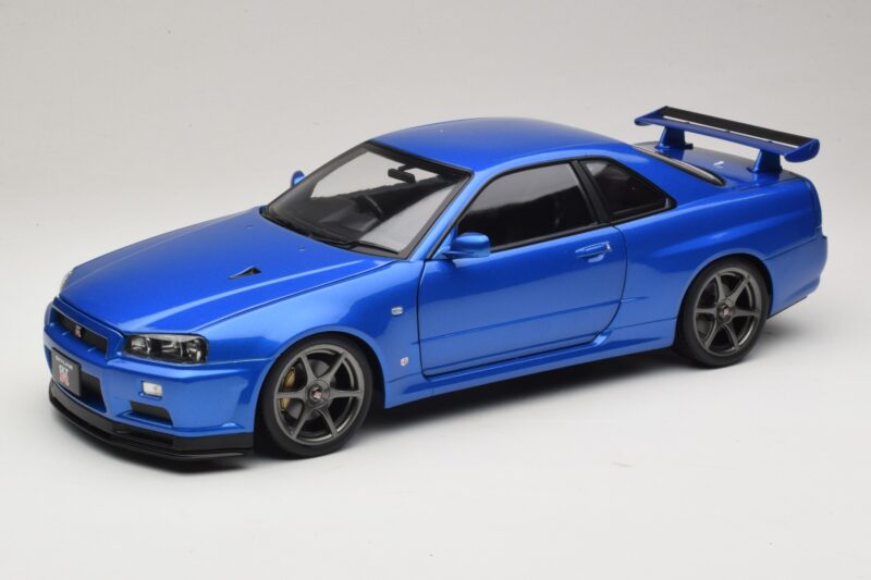 Nissan Skyline GT-R R34 V-Spec II Blu Metallizzato OEM Cerchi KK-Scale 1:12 KKDC120211-1 Pressofusione