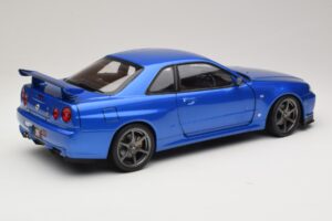 Nissan Skyline GT-R R34 V-Spec II Blu Metallizzato OEM Cerchi KK-Scale 1:12 KKDC120211-1 Pressofusione — immagine 3 di 8